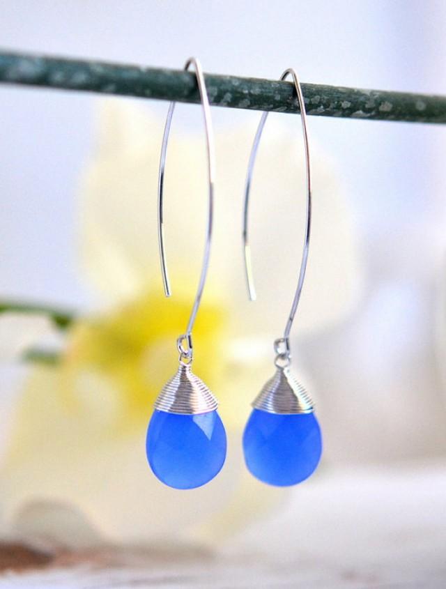 Simple Periwinkle Drop Earrings. Dangle Earrings. Long Drop Earrings
