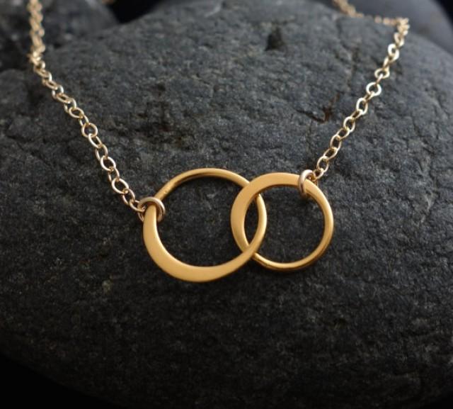 Circle Necklace. Gold Circle Necklace. Interlocking Circle Necklace