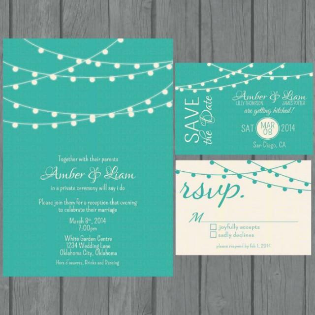 Simple Wedding Invitation Suite Modern Teal Wedding Invitation