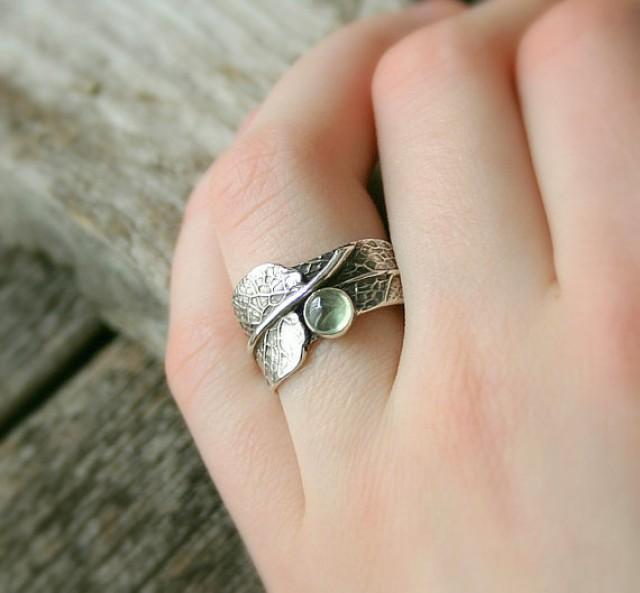 Sage Green&hellip;Sage Leaf Ring With Prehnite&hellip;.Engagement Ring Wedding