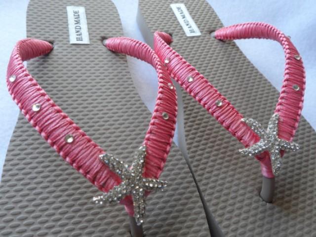coral color flip flops