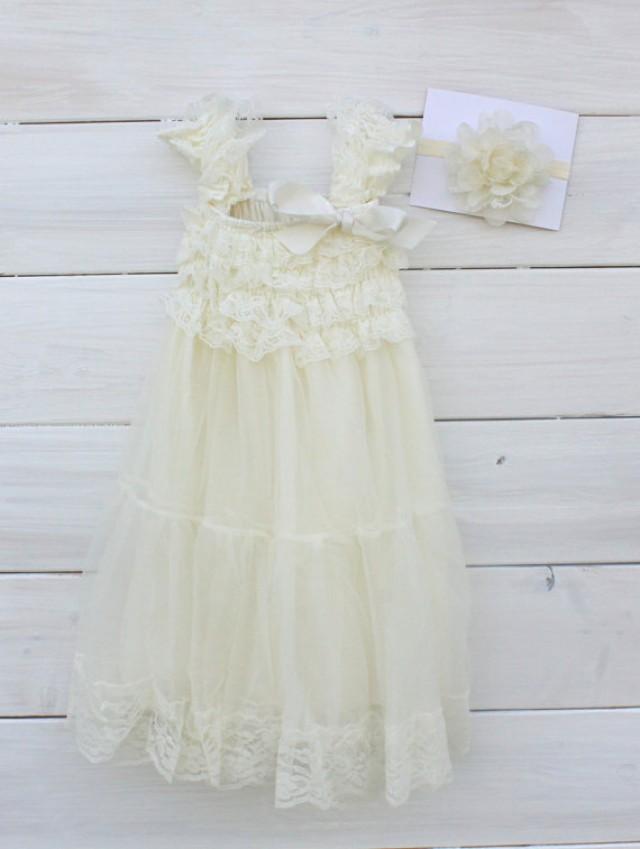 Flower Girl Dress, Wedding Dress, Summer Dress Ivory With Matching