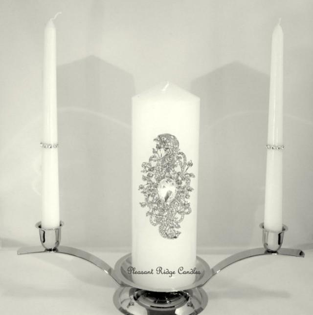 Ivory Unity Candle Rhinestone Unity Candle White Unity Candle Wedding