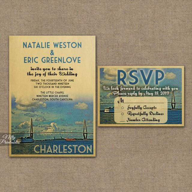 Charleston Wedding Invitation Printable Charleston South Carolina Charleston Wedding Invitation Printable Charleston South Carolina