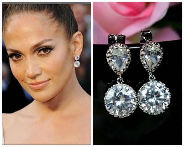 Bridal Drop Earrings Wedding Dangle Earrings Bridal Jewelry Clear White