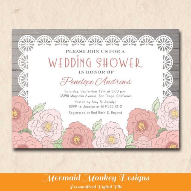 Rustic Bridal Shower Invitation, Wedding Shower Invitation, Vintage