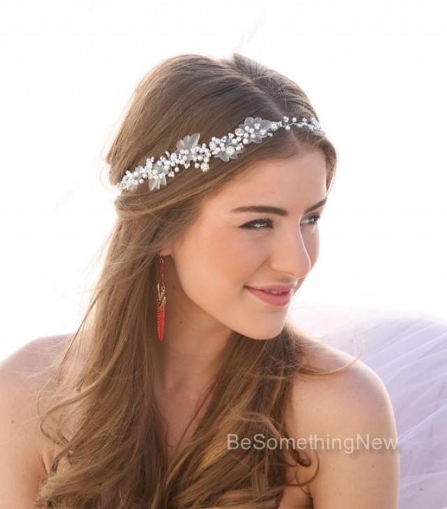 Pearl And Rhinestone Wedding Hair Vine Bridal Hair Accessories, Beaded