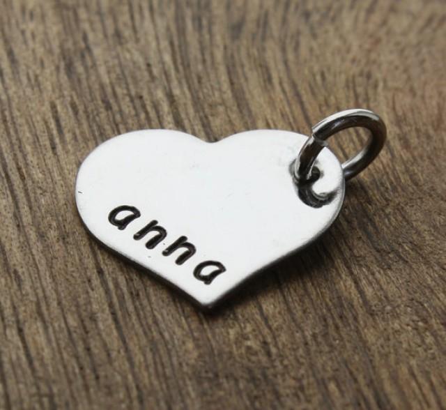 Custom Pendant, Custom Heart Charm, Hand Stamped Pendant, Personalized