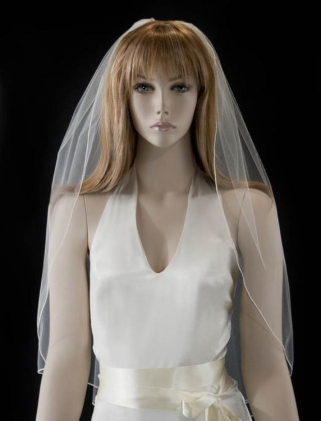 Wedding Veil 30 Inch Waist Length Bridal Veil With Delicate Finished