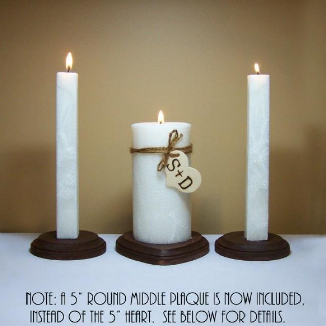 Wedding Ceremony Unity Candle Set And Wood Stand Personalized