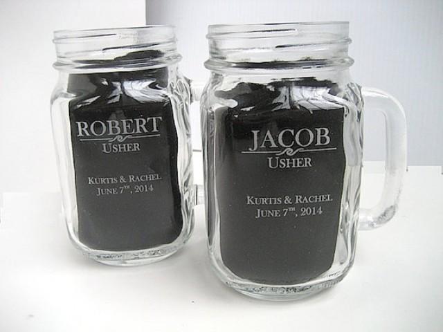 Engraved Mason Jar With Handle - Engraved Wedding Glasses
