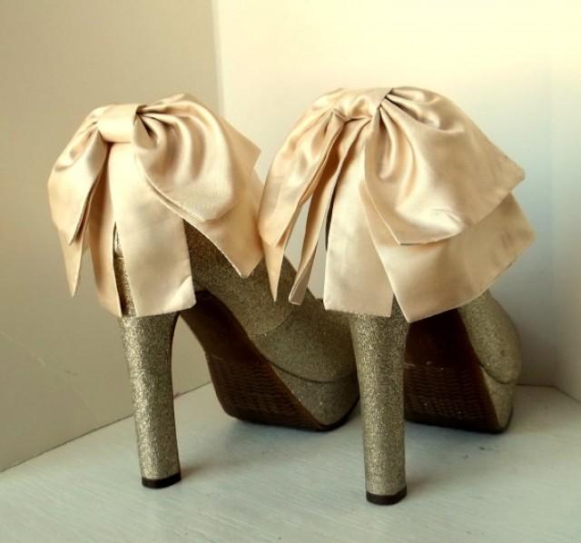 Wedding Oversized Satin Bow Shoe Clips Set Of 2 Bridal Shoe Clips