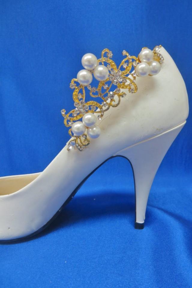 Rhinestone Shoe Clips, Pearl Shoe Clips, Wedding Bridal Shoes, Bridal