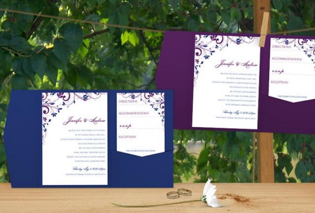 Pocket Wedding Invitation Template Set Download Instantly
