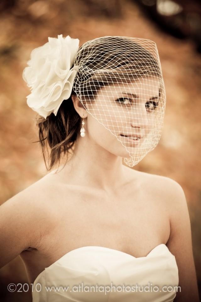 Bridal Birdcage VEIL ONLY Beautiful Modern With A Vintage Style Ivory Veil Or White Detachable