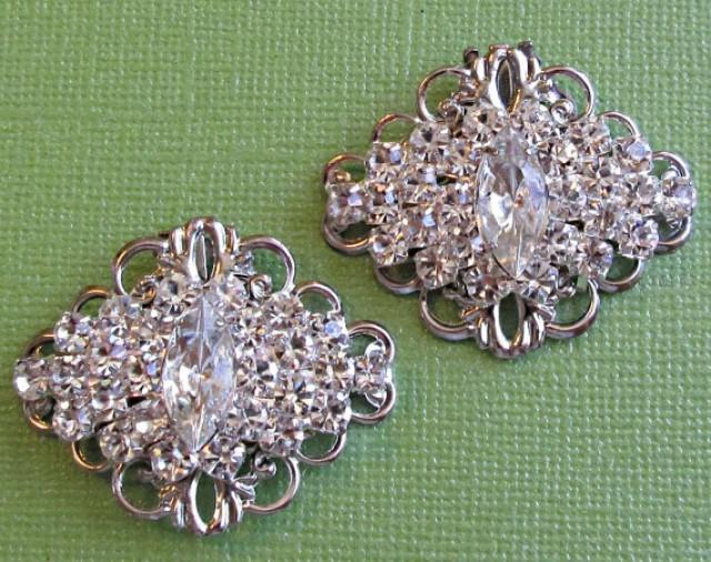 Silver And Rhinestone Crystal Shoe Clips For Wedding Shoes, Bridal
