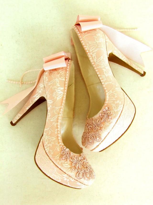 blush heels with bow