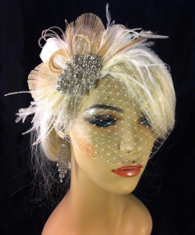 Bridal Feather Fascinator With Brooch Bridal Fascinator Wedding Hair Accessories Fascinator