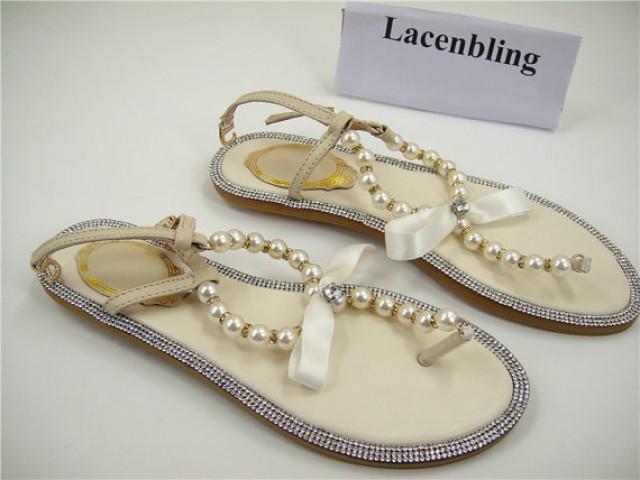 Wedding Shoes, Pearl Flip Flop, Ivory Pearl Sandals, Holidays Shoes, Beaded Flip Flop, Beach 