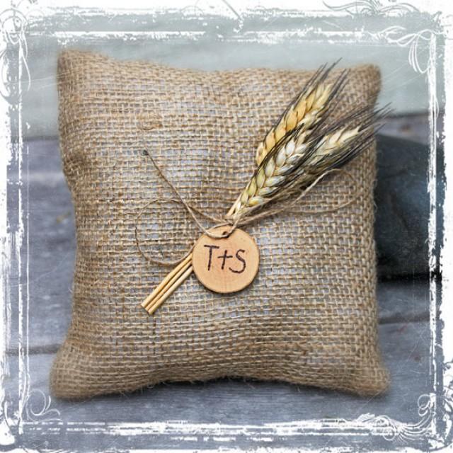 Wheat And Burlap Ring Bearers Pillow Rustic Country Wedding