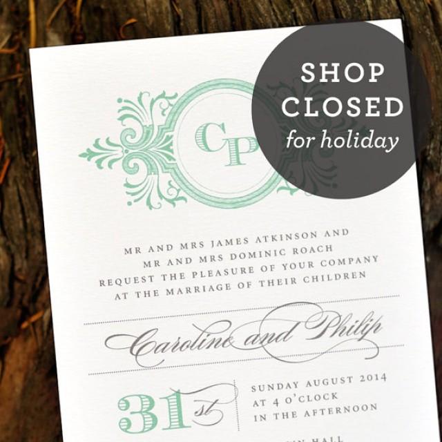 Vintage Romantic Wedding Invitation Classic Monogram Elegant