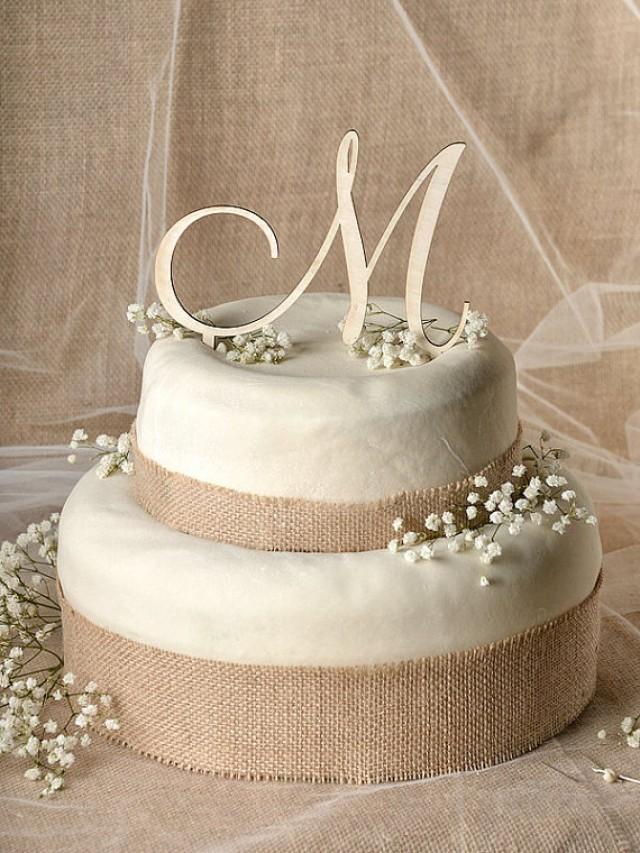 Rustic Cake Topper Wood Cake Topper Monogram Cake Topper Wedding