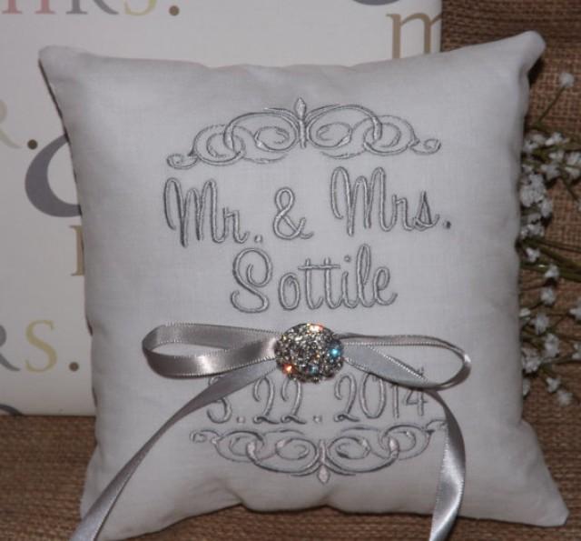 Ring Bearer Pillow Mr Mrs Wedding Ring Bearer Pillow Mr Mrs Wedding Embroidery Monogram Custom Personalized Pillows 2232346 Weddbook