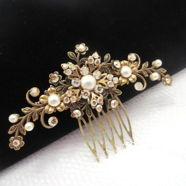 Antique Brass Hair Comb Bridal Hair Comb Wedding Hair Accessory