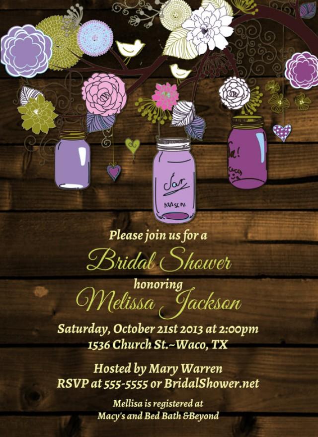 Vintage Mason Jar Invitations Bridal Shower Invitation Mason Jars