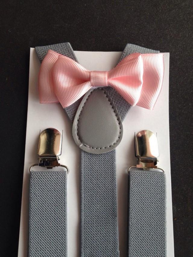 Gray Suspender Set Blush Boys Bowtie NewbornAdult Baby Boys Bowties
