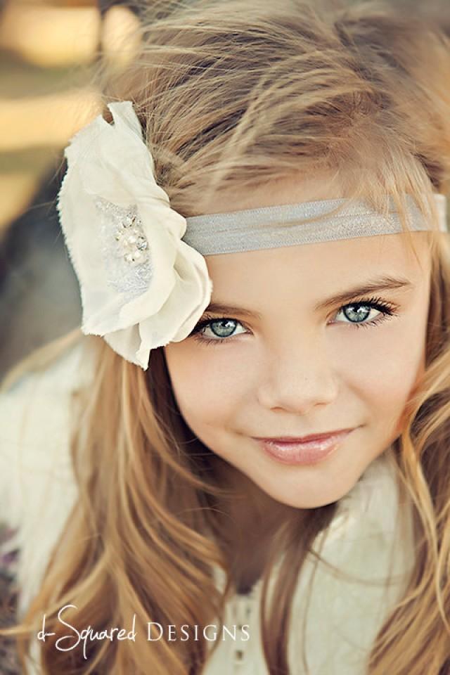 Baby Flower Headband Wedding Headband Flower Girl Natural White