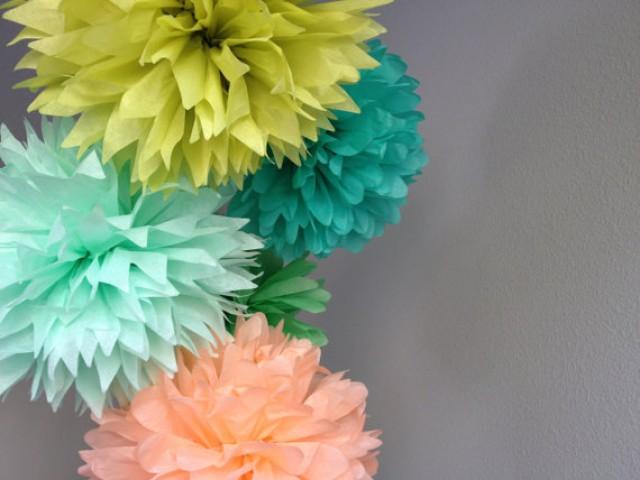 Choose Your Colors Sale 5 Tissue Pom Pom Peach Mint Apple
