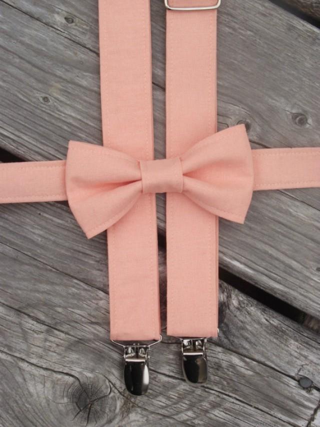 PEACH Bow Tie And Suspenders, Peach Suspenders, Toddler Suspenders