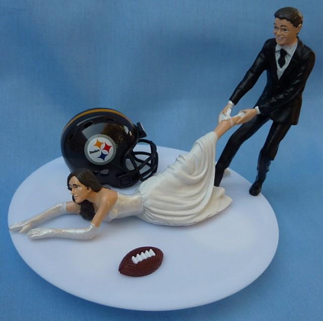 Wedding Cake Topper Pittsburgh Steelers Football Themed Clear Couple Dancing Fan 