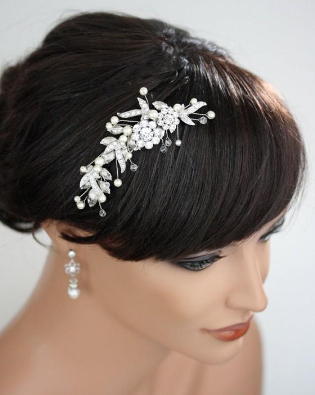 Bridal Hair Comb Wedding Hairpiece Leaf Comb White Ivory Pearl