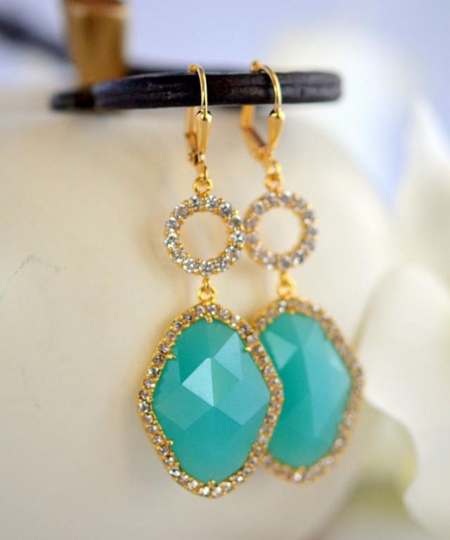 Turquoise rhinestone earrings clearance