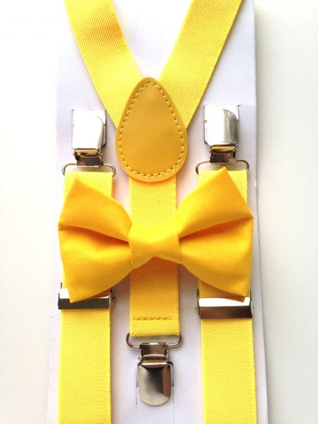 Yellow Suspenders And Matching Bow Tie Set Fits 6 Months6 Years Old