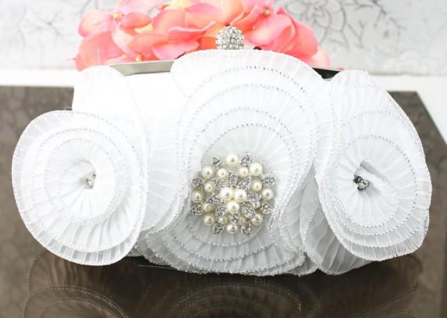 white satin bridal purse