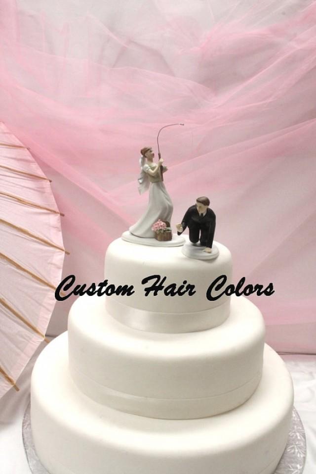 Personalized Wedding Cake Topper Fishing Couple Bride And