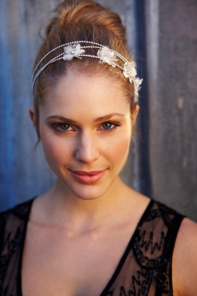 146 WILLOW Headband Bridal, Comb, Rhinestone, Crystal, Veil, Floral