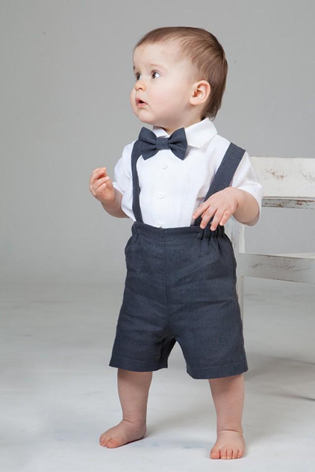 Ring Bearer Outfit Baby Boy Baptism Outfit Suspender Baby Boy Suit