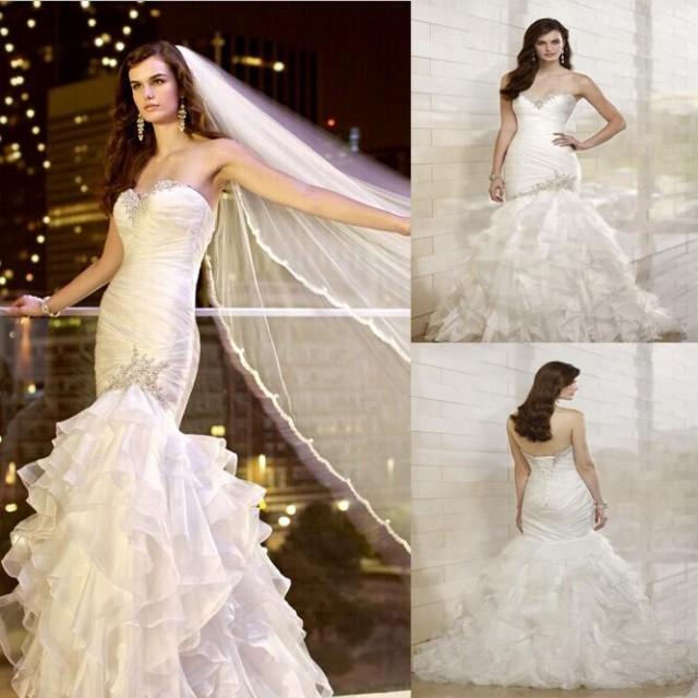 2014 New Crystal Beaded Sweetheart Strapless Cascading ...