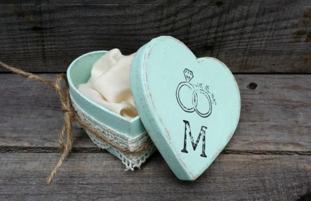 Personalized Rustic Ring Bearer Heart Shaped Box Rustic Ring