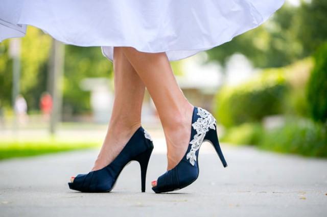 dark blue wedding shoes