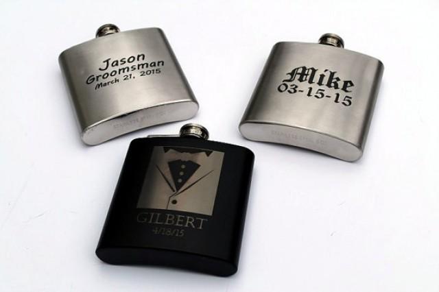 Personalized Stainless Steel Flask Set | 6-Pack Groomsmen Gift With Optional Gift Box