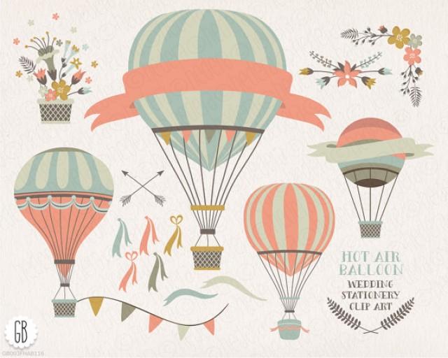 Vintage Watercolour Girls Hot Hair Balloon Invitations Baby Shower