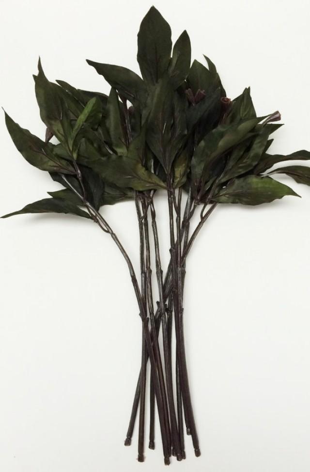 Greenery 10 Artificial Flower Stems With Dry Look PEONY Leaves For DIY Wedding Bouquets
