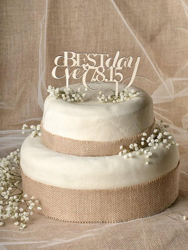 Rustic Cake Topper Wood Cake Topper Monogram Cake Topper Best Day 