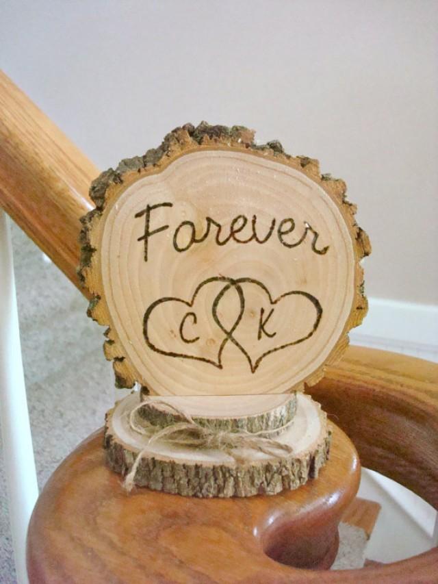 Wedding Cake Topper Rustic Wood Personalized Forever Intertwined Hearts 2236650 Weddbook 