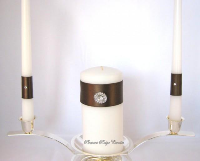 Brown Unity Candle Autumn Unity Candle Bling Unity Candle Rhinestone